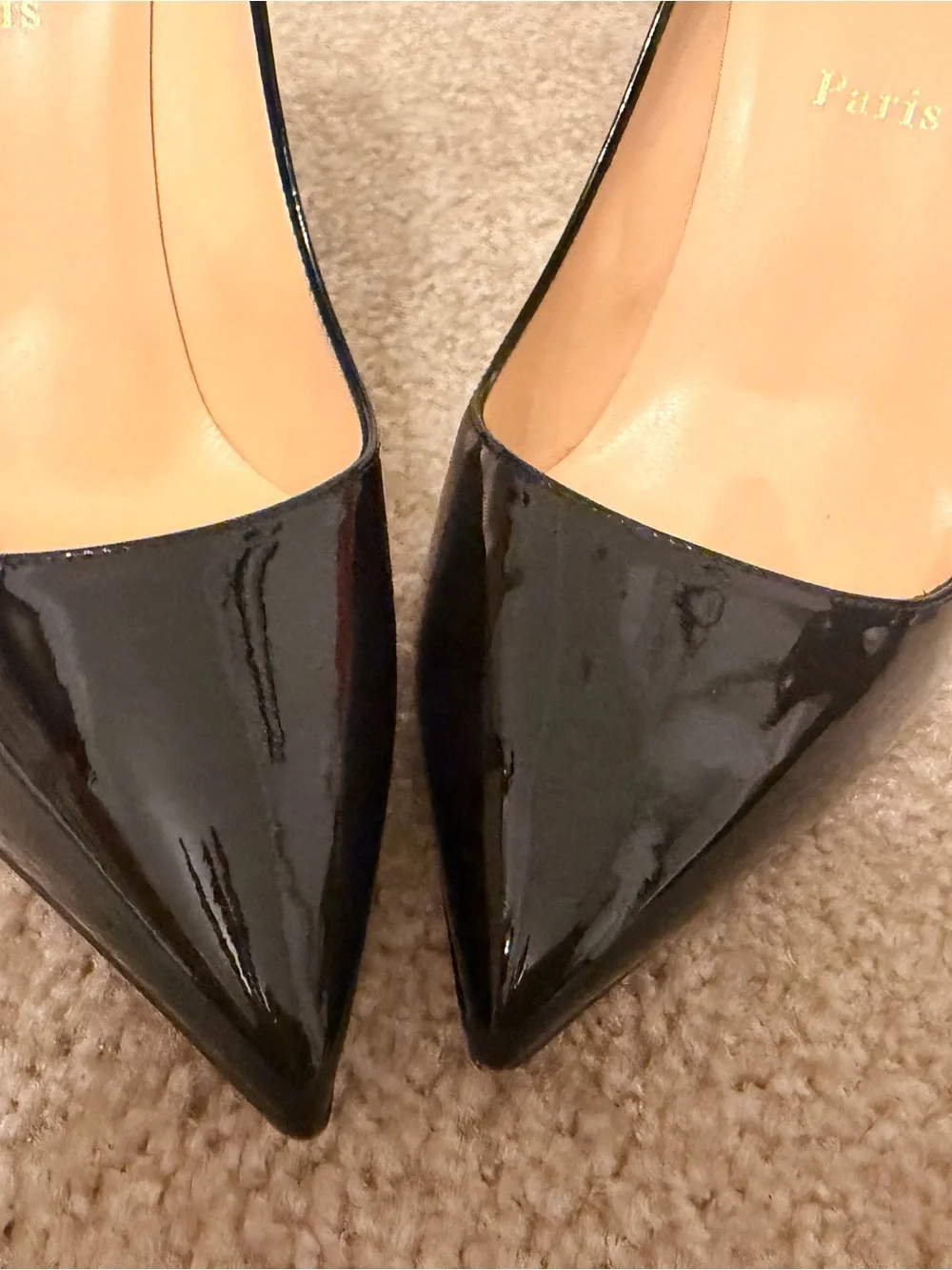 Christian Louboutin Black Patent Pointed-Toe Stilettos